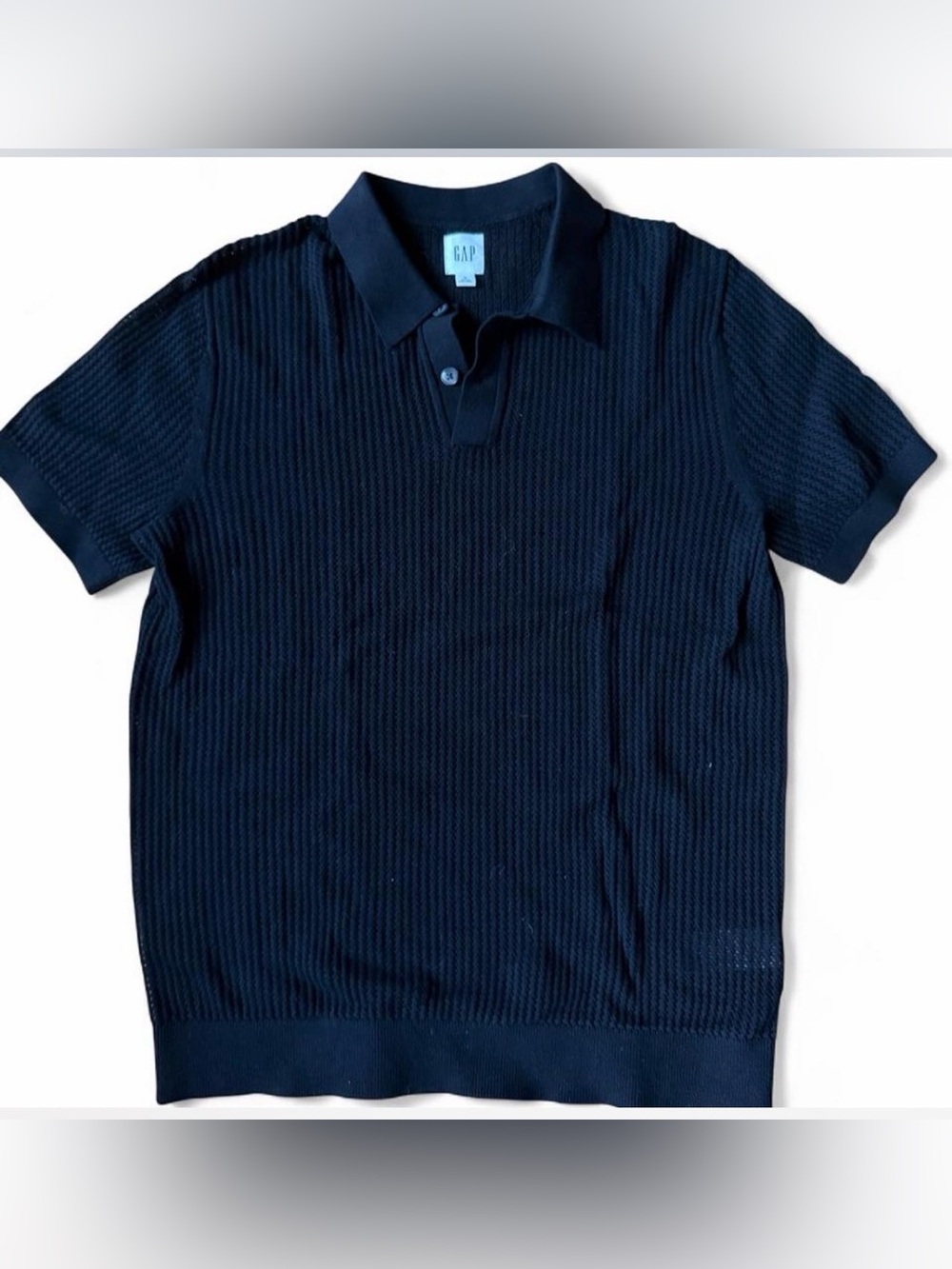GAP Men’s Black Knit Short-Sleeve Polo